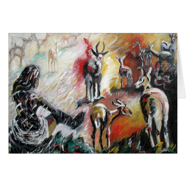 Femme avec la carte de cerfs communs (Devant horizontal)