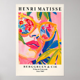 Femme avec lunettes de soleil, affiche tropicale d