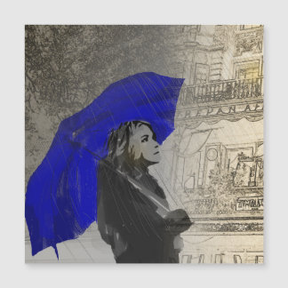 Femme avec parapluie sous la pluie