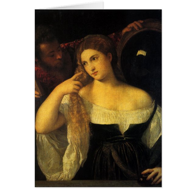 Femme avec un miroir par Titien, Renaissance vinta (Devant)