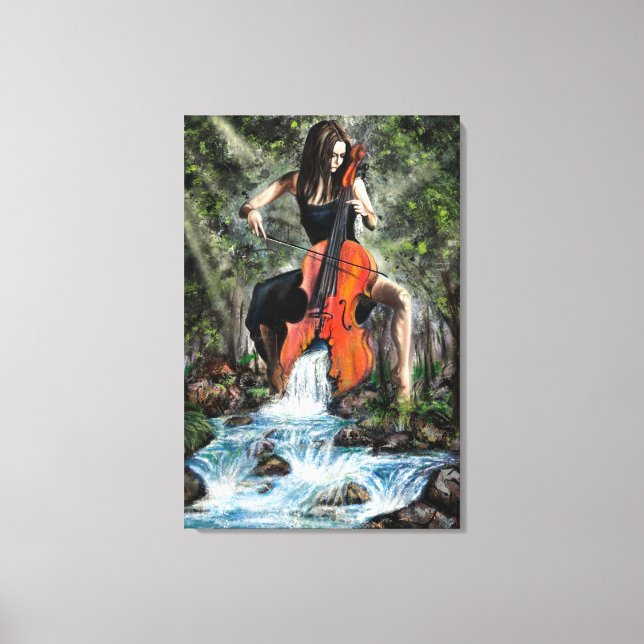 Femme avec violoncelle dans la nature - Impression (Recto)