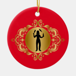 Femme barman Silhouette Ornement de Noël