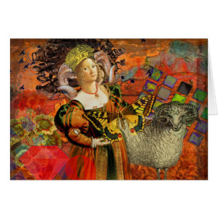 Femme Bélier Orange : Collage d'art antique gothiq