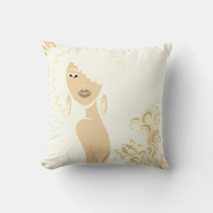 Femme Belle Coussin 2 Faces Beige et Marron