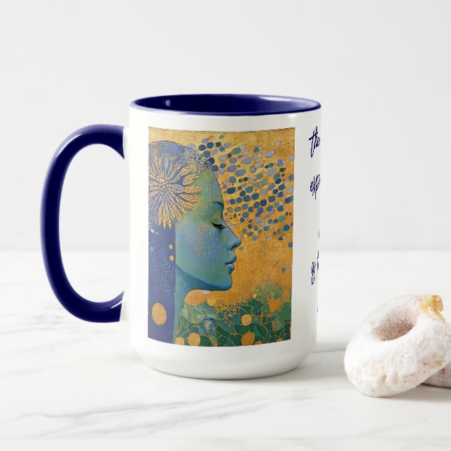 Femme Bleue Laisser Aller Contrôle Mug (Avec donut)