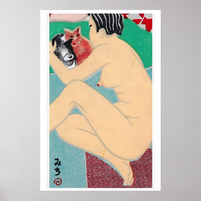 Femme Câlinant des Chats - Impression Boîte d'Allu (Devant)