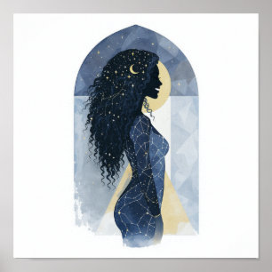 Femme céleste minimaliste Affiche en terre cuite
