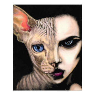 Femme Chat - Photo d'impression de visage - Art de