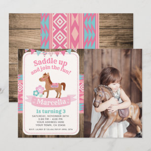 Femme, Cheval Invitation à l'anniversaire avec pho
