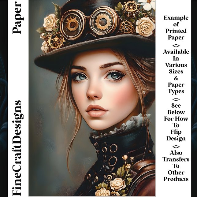 Femme Chic Steampunk Portrait CJ4 Papier Scrapbook (Créateur téléchargé)