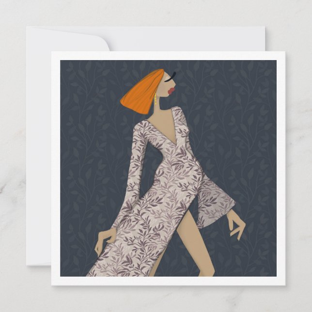 Femme Confiante Carte d'Art de Mode Élégante et Gl (Devant)