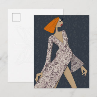 Femme Confiante Carte Postale d'Art de Mode Élégan