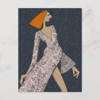 Femme Confiante Carte Postale d'Art de Mode Élégan