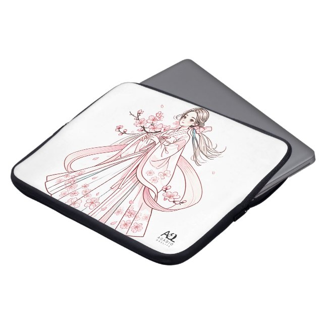 Femme coréenne à Hanbok avec sac électronique ceri (Devant haut)