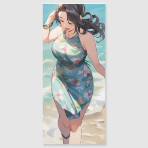 Femme courbée sur la plage