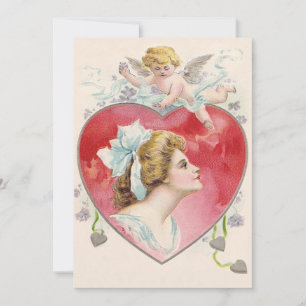 Femme Cupid Heart Daisy Faire-part de mariage
