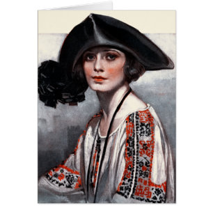 Femme dans le chemisier brodé