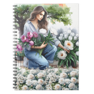 Femme dans le Journal du Jardin des fleurs