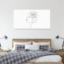 Femme d'art en ligne minimaliste avec toile de fle