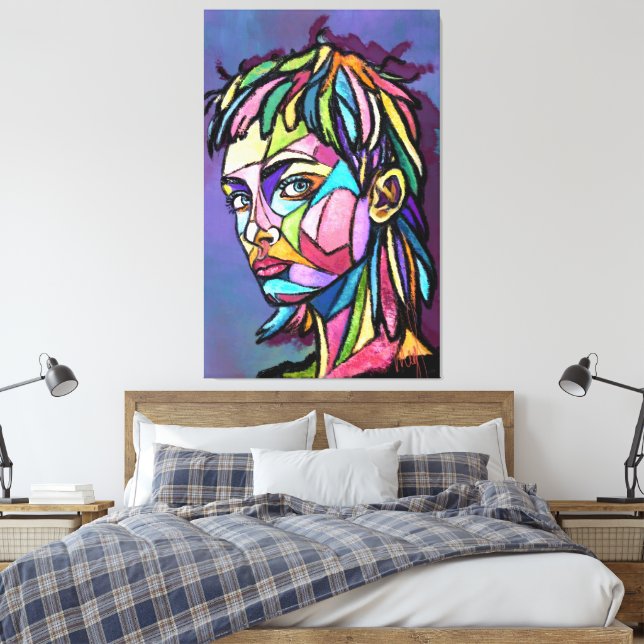 Femme d'art peint sur toile (Insitu(Chambre))