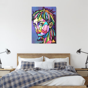 Femme d'art peint sur toile