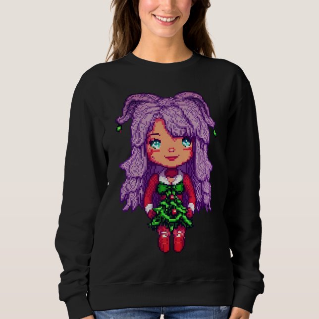 Femme de base Sweatshirt fille aux cheveux violets (Devant)
