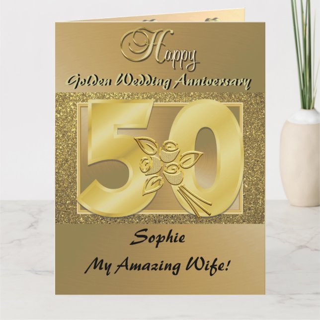 Femme de carte 50e anniversaire de Mariage personn (Devant)