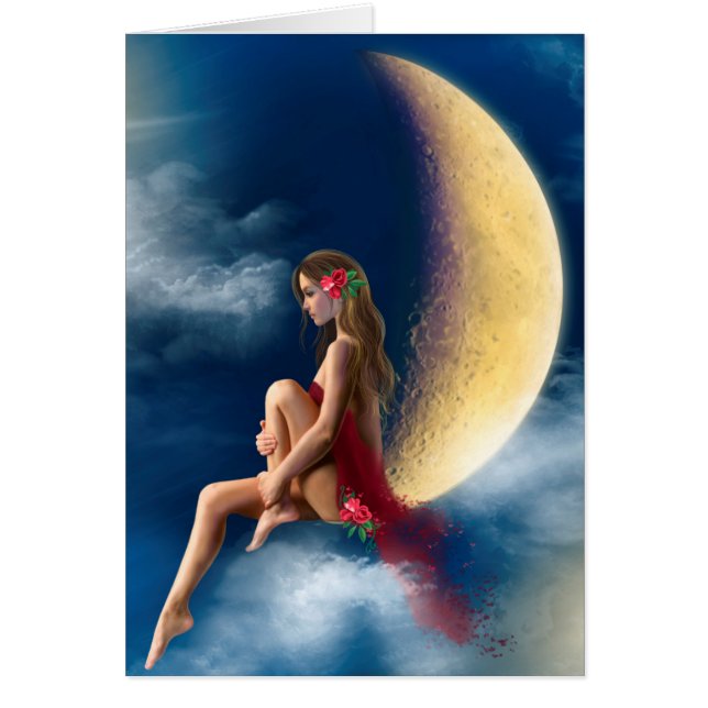 Femme de carte, fée de nuit sur la lune (Devant)