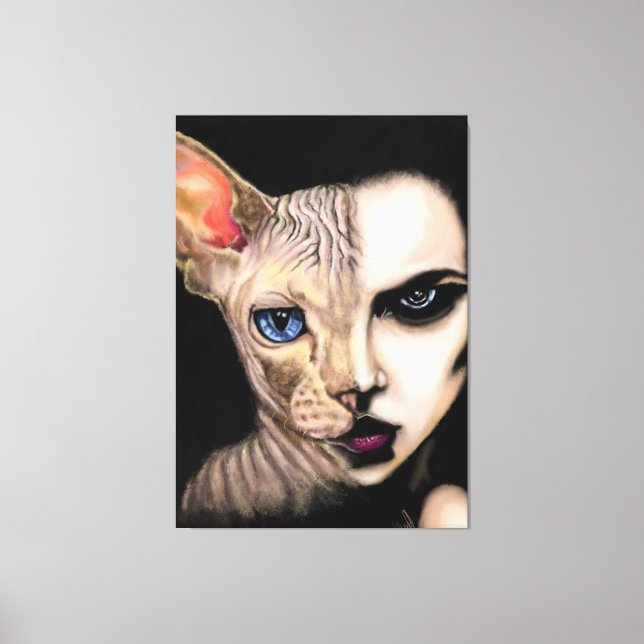 Femme de chat - Toile Visage Imprimer - Peinture A (Recto)