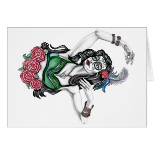 Femme de crâne de sucre avec des roses