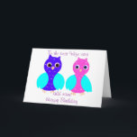 Femme de la carte d'anniversaire des Chouettes mig<br><div class="desc">Une paire de chouettes,  une carte d'anniversaire pour femme. Ajoutez son nom à l'avant,  les noms et tout message supplémentaire,  le cas échéant,  à l'intérieur, </div>