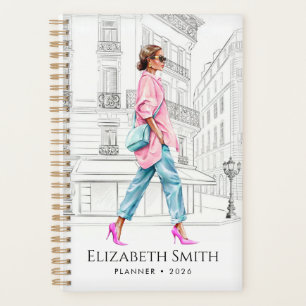 Femme de mode élégante planificateur de marche