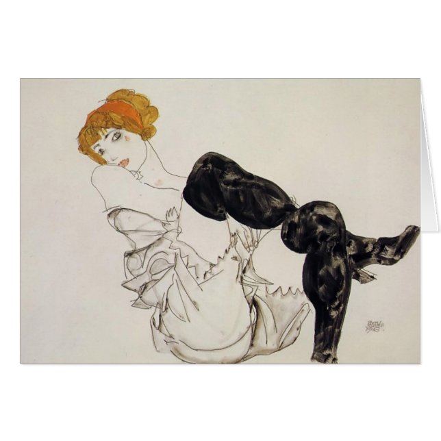 Femme d'Egon Schiele- dans les bas noirs (Devant horizontal)