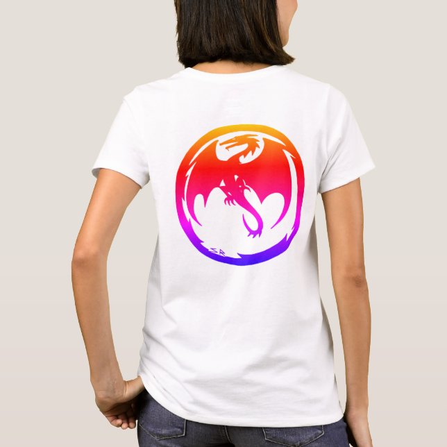 Femme Dragon Néon t-shirt blanc dos (Dos)