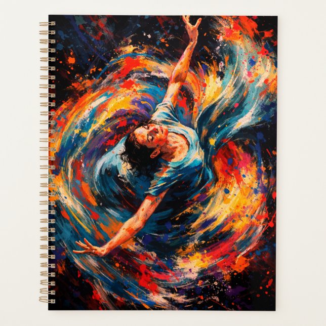 Femme Dynamique Dançant Couleurs Tourbillonnantes  (Devant)