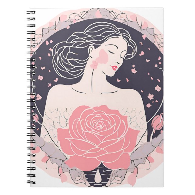 Femme élégante abstrait cahier rose paisible (Devant)