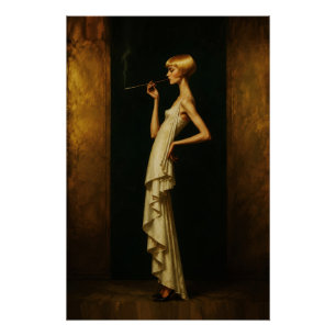 Femme élégante Art déco Portrait de glamour vintag