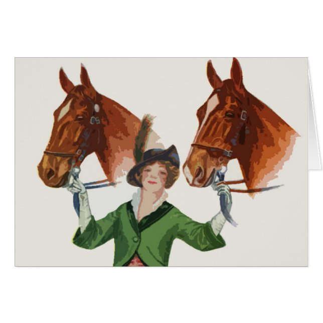 Femme élégante avec des chevaux (Devant horizontal)