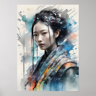 Femme Élégante dans un Affiche de Tenue Vibrante