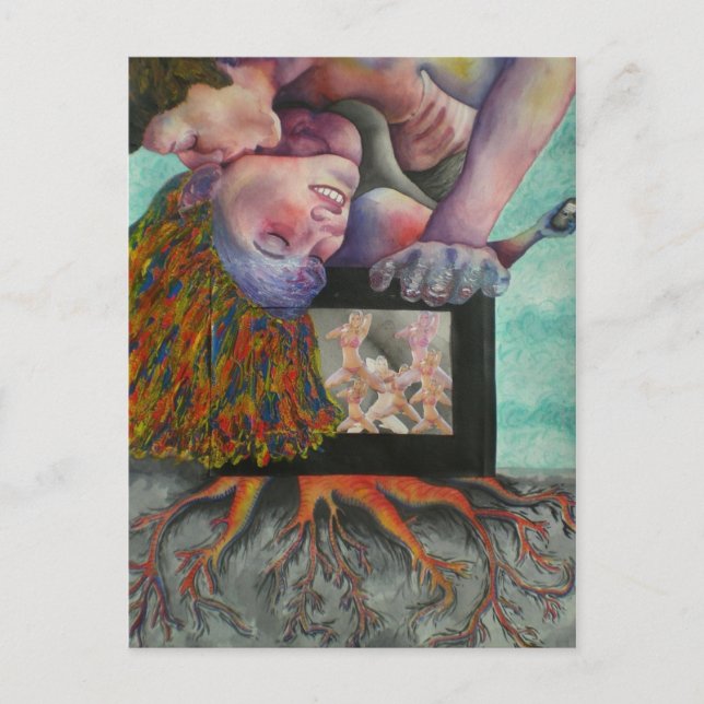 femme embrassée carte postale (Devant)