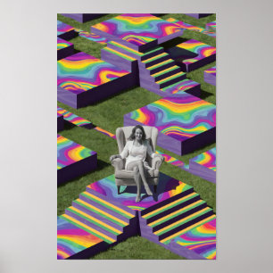 Femme En Chaise Poster Psychédélique