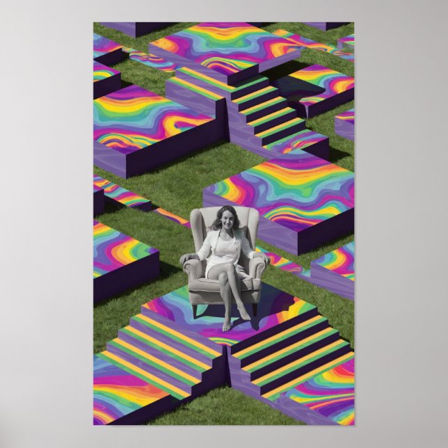 Femme En Chaise Poster Psychédélique (Devant)