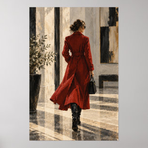 Femme en manteau rouge Élégante décoration murale