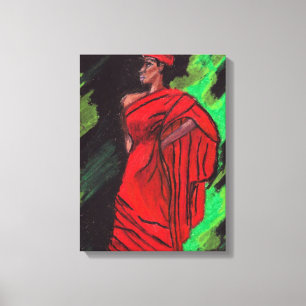 FEMME EN toile rouge