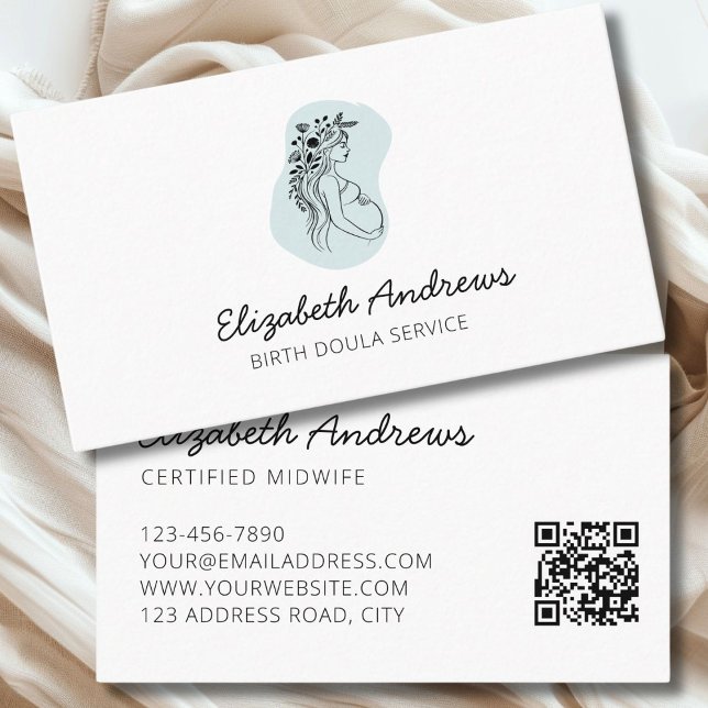 Femme enceinte - carte de visite simple-moderne (Pregnant Woman Illsutration Boho-simpel-modern Business Cards
)