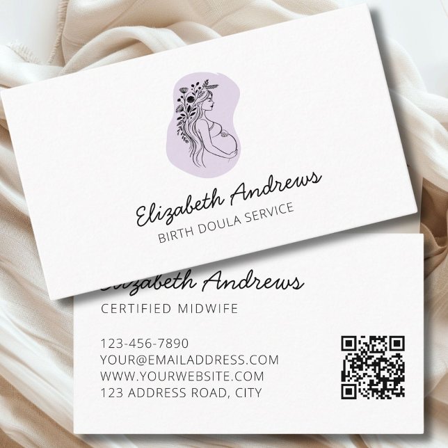 Femme enceinte - carte de visite simple-moderne (Pregnant Woman Illsutration Boho-simpel-modern Business Cards
)