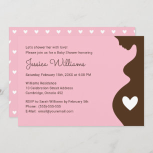 Femme enceinte rose fille Baby shower Invitation