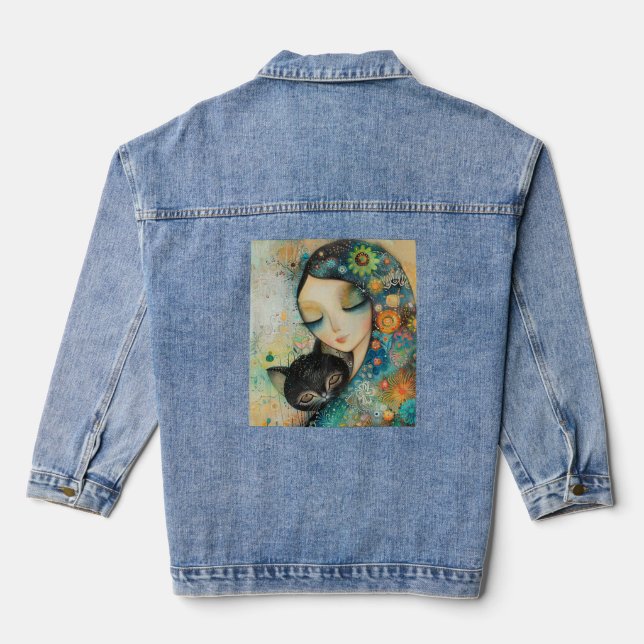 FEMME ET CHAT VESTE EN JEAN EN DENIM (Verso)