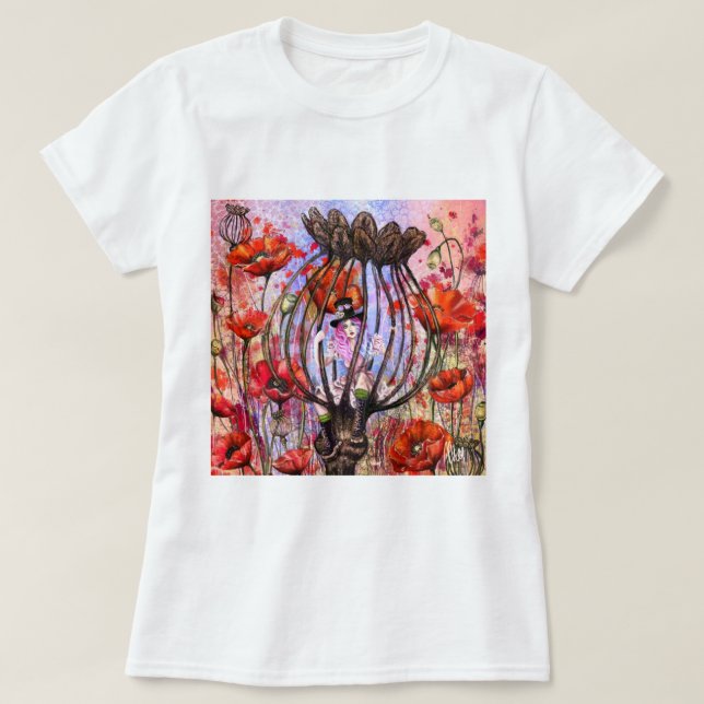 Femme et Coquelicots T-Shirt (Design devant)