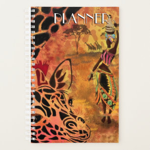 Femme et Girafe Afrique Planificateur